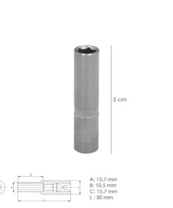 Alternative view of Llave Vaso 1/4" Hexagonal Larga 11 mm. Perfil de 6 caras. Acero Cromo Vanadio, Aristas Redondas