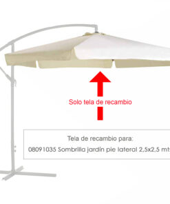 Tela Recambio Sombrilla Pie Lateral Cuadradada 2.5x2.5 Metros