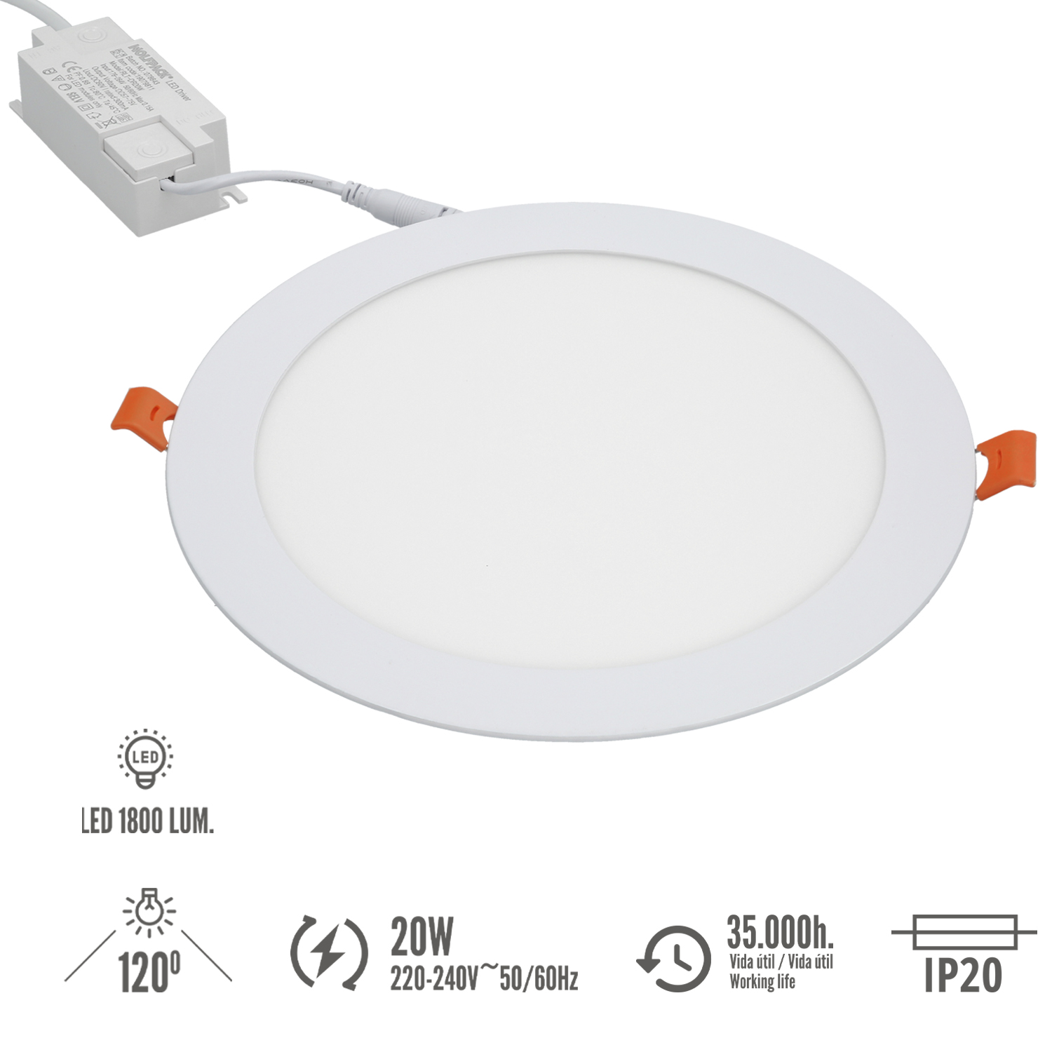Downlight Led Empotrar 20 Watt 1800 Lumenes 6000K - Imagen 3