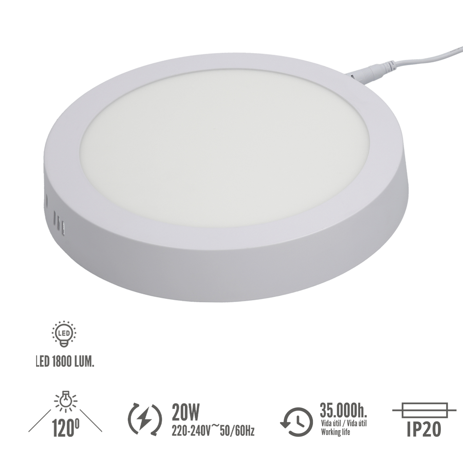 Downlight Superficie Led 20 Watt 1800 Lumenes 6000K - Imagen 3
