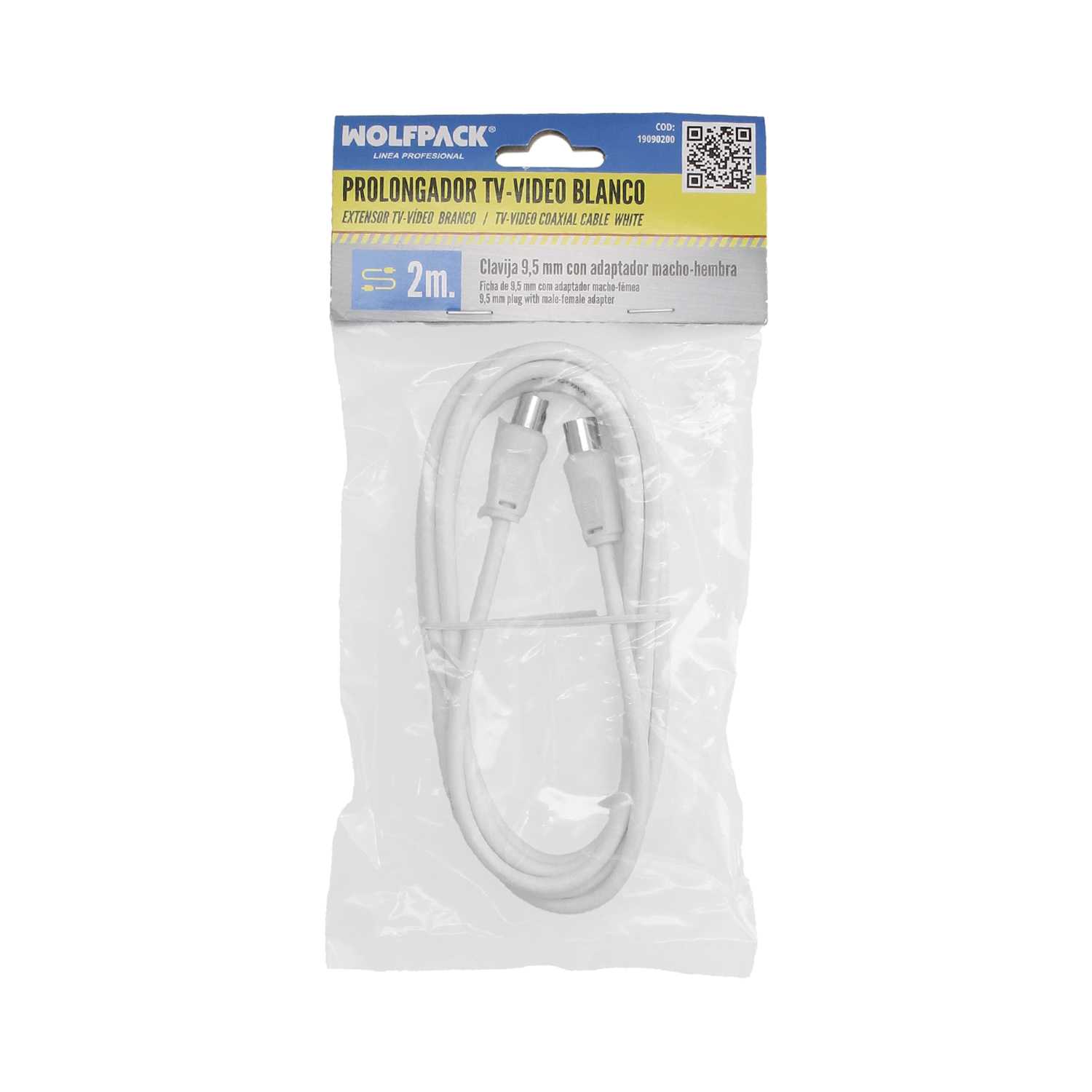 Prolongacion Tv - Video. 2 metros Toma 9,5 mm. Con Adaptador Macho Hembra - Imagen 5