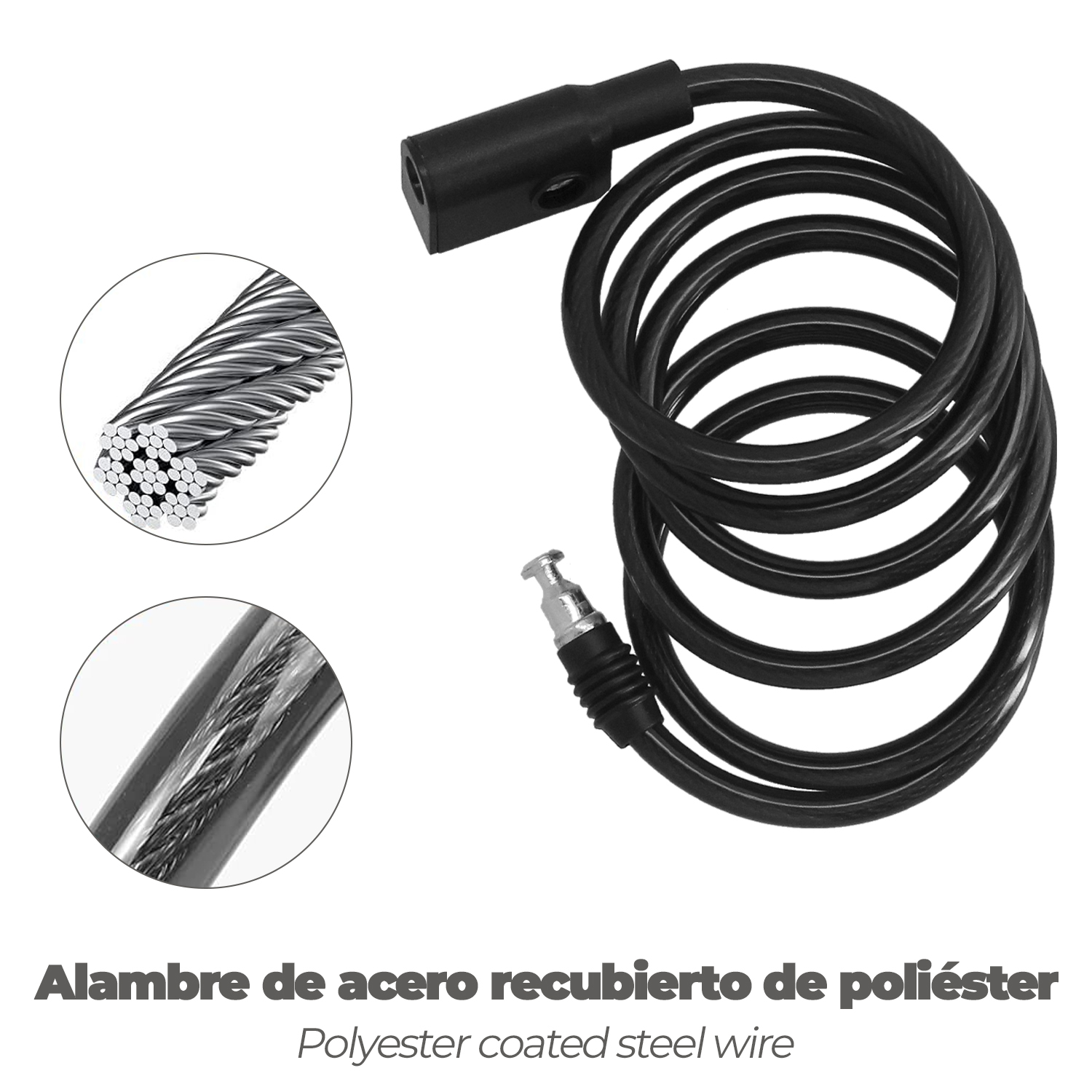 Cable Bicicleta Espiral Con Llave Ø 8 mm. x 150 cm. - Imagen 3