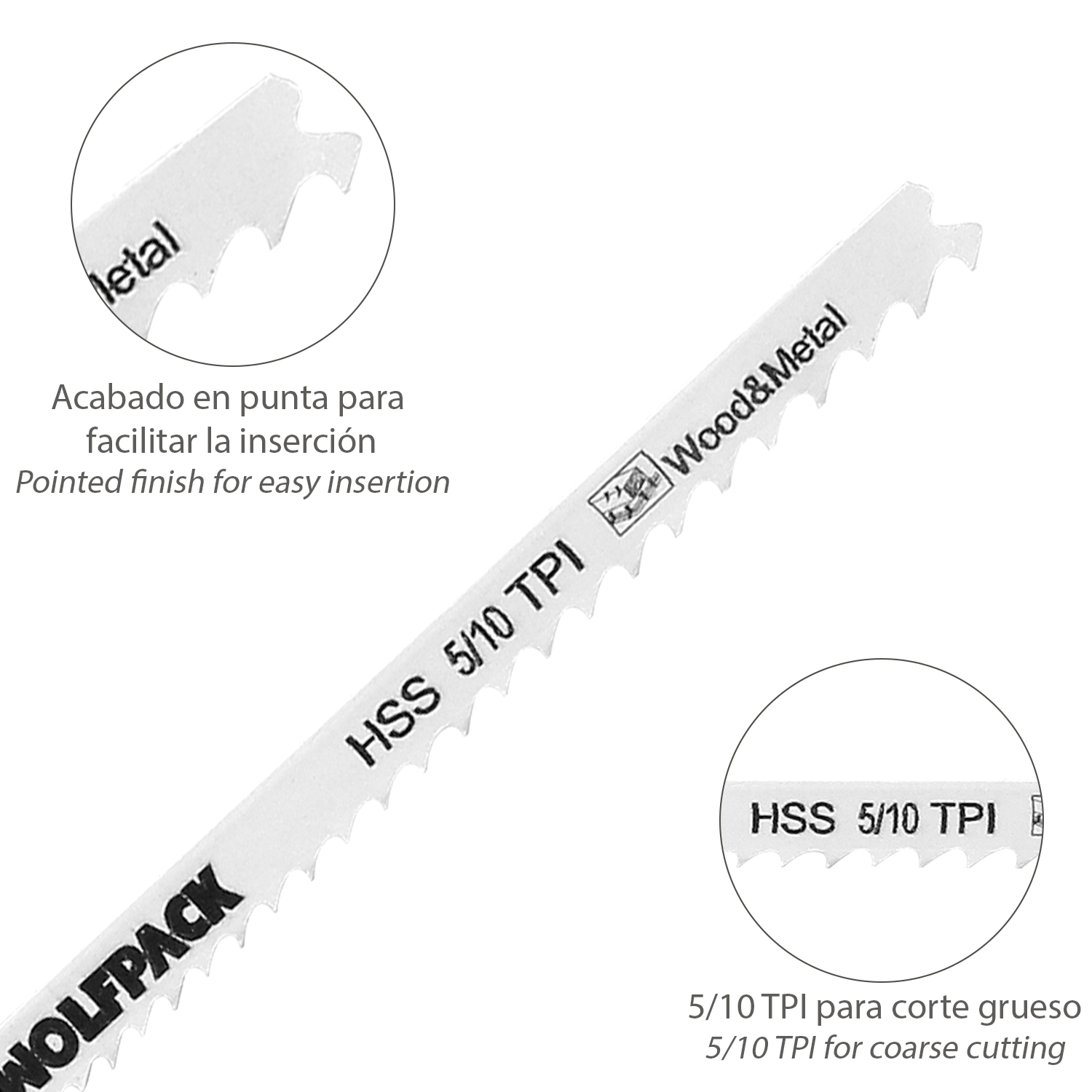 Hoja Larga Sierra Calar Para Madera / Metal / Plástico Corte Medio/Grueso 5 Piezas. Hoja Cromo Vanadio 58. Vastago T Universal. - Imagen 3