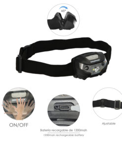 Alternative view of Linterna Led Frontal Cabeza Litio Usb Recargable. 3 modos de luz. 120 LUM. Sensor de encendido y apagado.