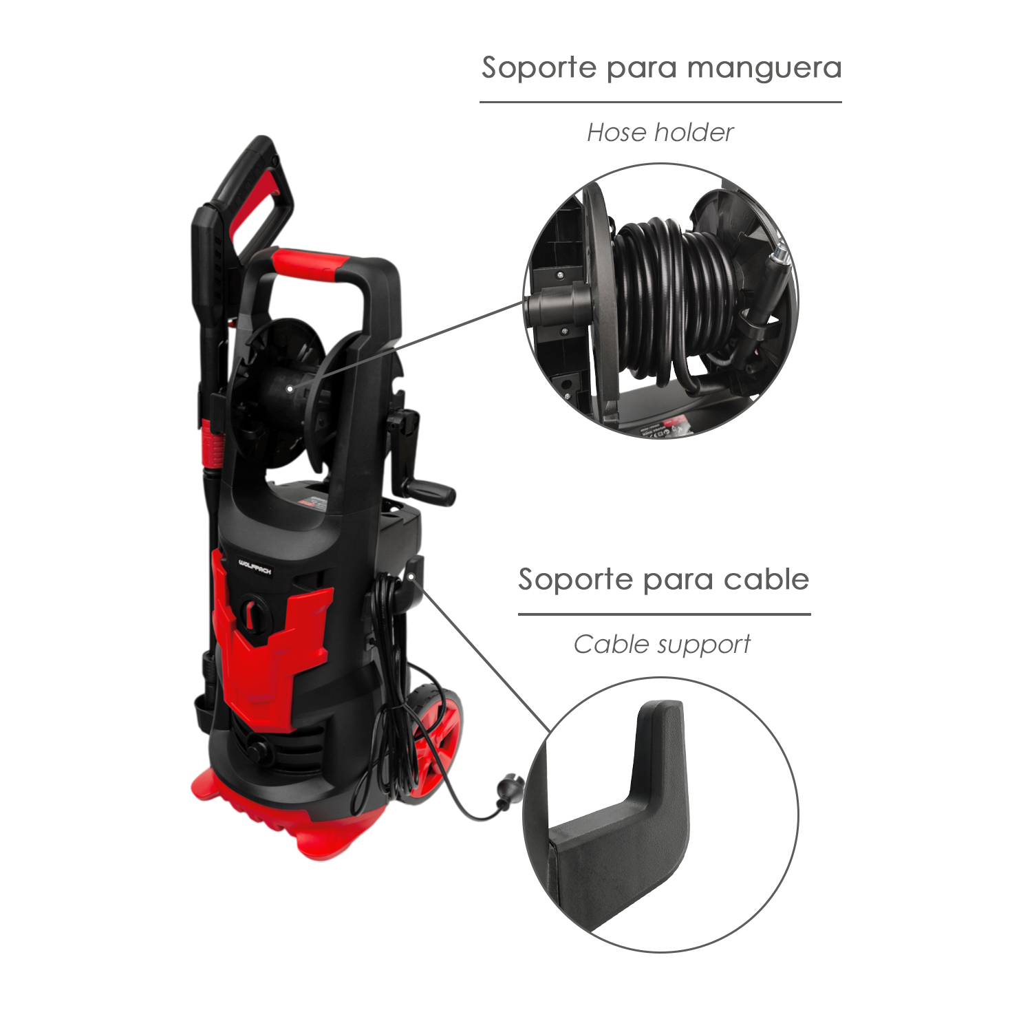 Hidrolimpiadora Alta Presión 180 Bares 2.400 Watt. Con Accesorios 390 Litros / Hora. Limpiadora de Agua Con Deposito Detergente - Imagen 3