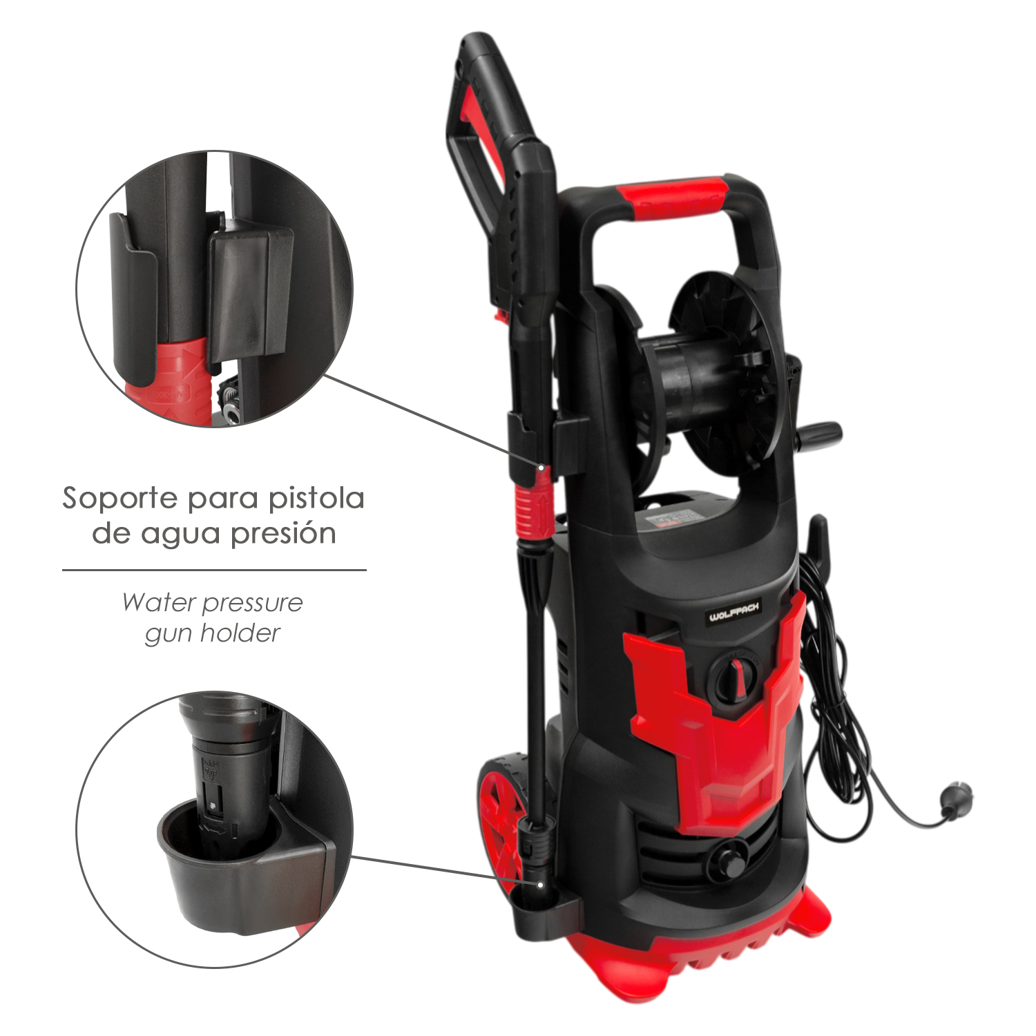 Hidrolimpiadora Alta Presión 180 Bares 2.400 Watt. Con Accesorios 390 Litros / Hora. Limpiadora de Agua Con Deposito Detergente - Imagen 4