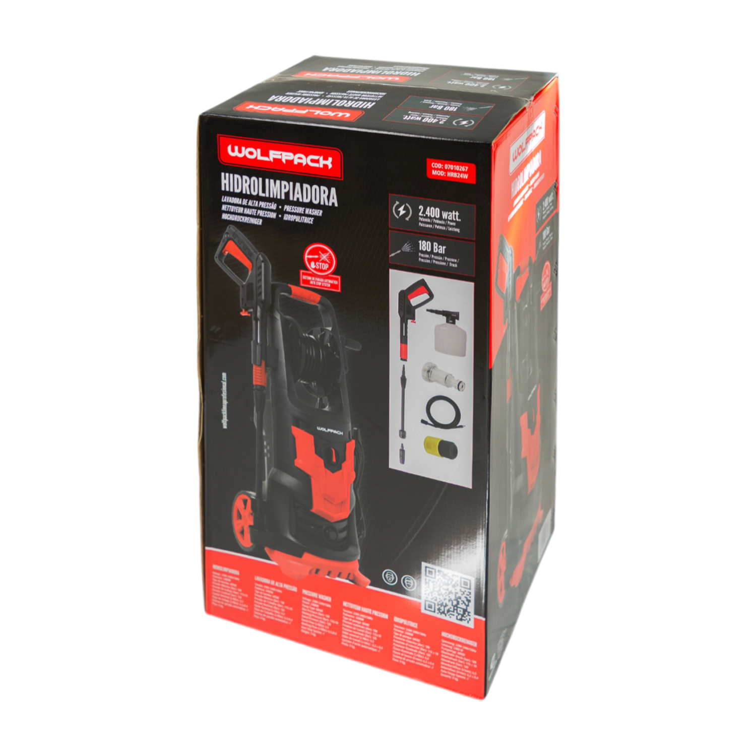 Hidrolimpiadora Alta Presión 180 Bares 2.400 Watt. Con Accesorios 390 Litros / Hora. Limpiadora de Agua Con Deposito Detergente - Imagen 6