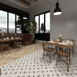 Combinación de suelo de madera y suelo hidráulico