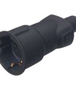 BASE 2P+T 10-16A SALIDA RECTA IK08 CAUCHO NEGRA