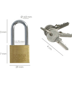 Alternative view of Candado Laton Arco Largo Llaves Iguales 30 mm. Nº2
