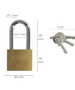 Alternative view of Candado Laton Arco Largo Llaves Iguales 50 mm. Nº1