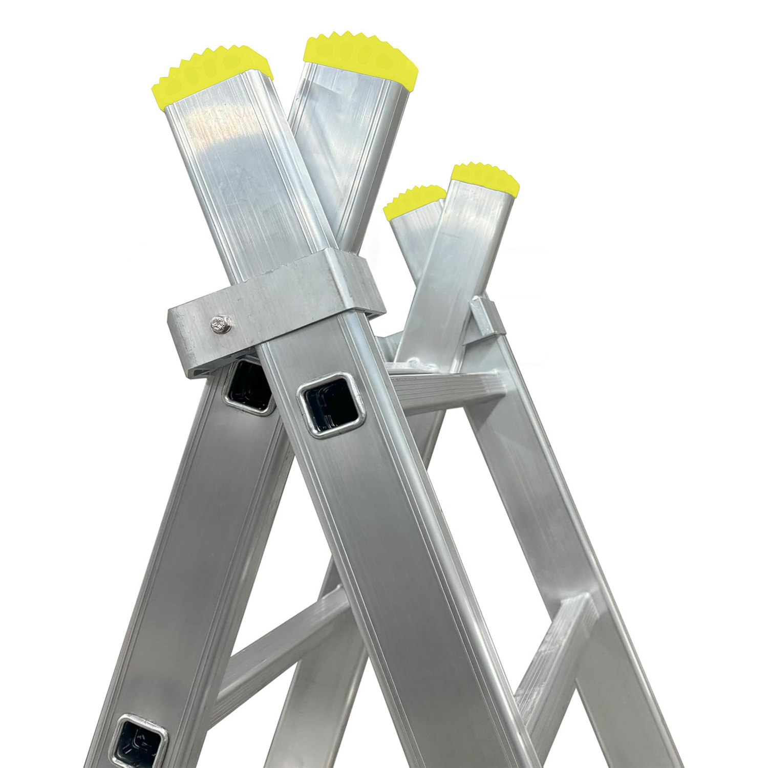 Escalera Aluminio 2 Tramos Mecanica 14 Peldaños. Plegable, Telescópica, Antideslizante, Resistente - Imagen 2