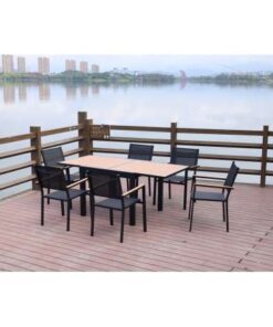 CONJUNTO LOIRA MESA EXTENSIBLE 90/180X90X75 CM + 6 SILLAS (B) BIGMAT