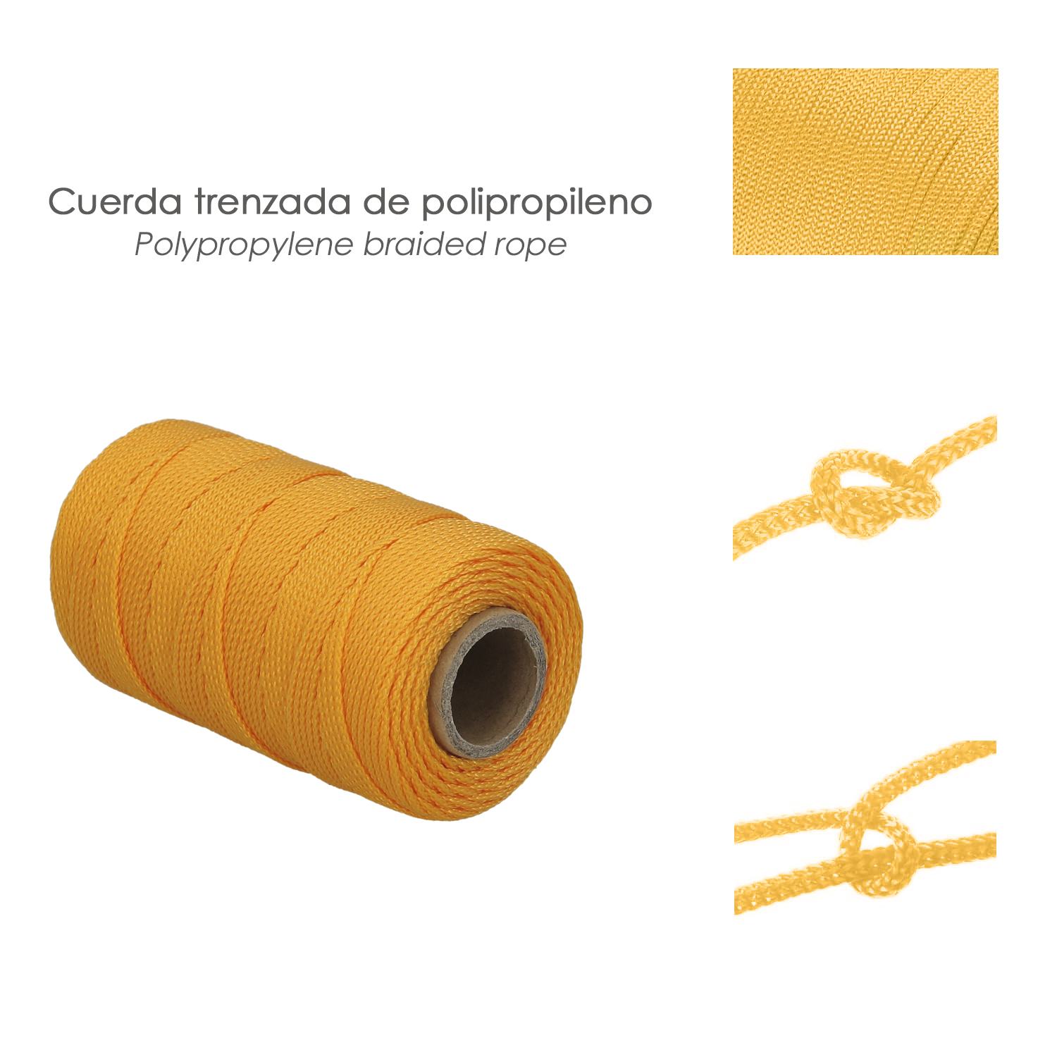 Cuerda Trencilla Polipropileno Amarillo (Bobina 100 Metros) - Imagen 3