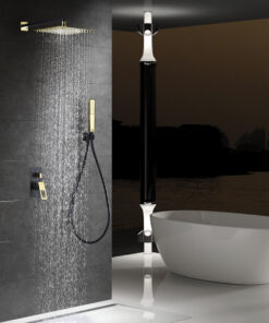 Alternative view of DUCHA EMPOTRADA SUECIA NEGRA Y ORO BRILLO BDC032-6NGOLD