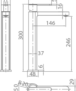 Alternative view of MONOMANDO LAVABO ALTO ROMA ORO CEPILLADO