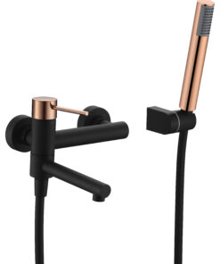 MONOMANDO EMPORTRADO BAÚO/DUCHA MILOS STICK NEGRO ORO ROSA