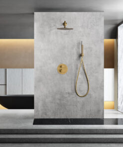 Alternative view of CONJUNTO DUCHA TERMOSTATICO EMPOTRADO MONZA ORO CEPILLADO