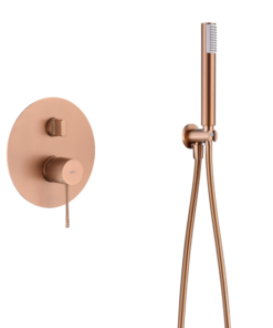 CONJUNTO DUCHA MONOMANDO EMPOTRADO LINE ORO ROSA CEPILLADO