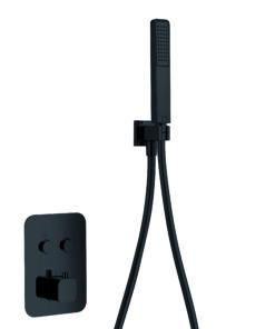 CONJUNTO DUCHA TERMOSTATICO EMPOTRADO MADEIRA NEGRO MATE MADEIRA /