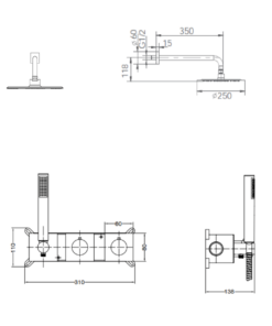 Alternative view of CONJUNTO DUCHA TERMOSTATICO EMPOTRADO TIBET ORO ROSA CEPILLA TIBET / NE
