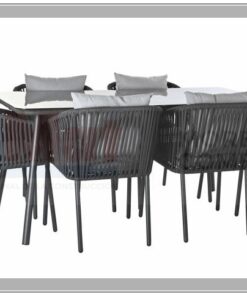 MESA SET 7 ALUMINIO POLIESTER 160X90X75 NEGRO