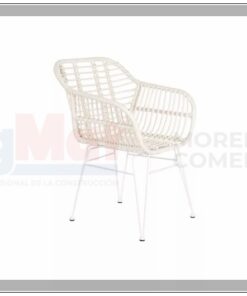 SILLA RATAN SINTETICO METAL 57X62X81 0,12 BLANCO