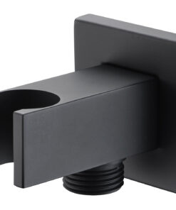 SOPORTE CUADRADO MANGO DUCHA SALIDA AGUA NEGRO MATE