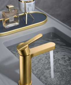 Alternative view of MONOMANDO LAVABO ROMA ORO CEPILLADO