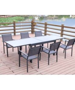 CONJUNTO LYON MESA EXTENSIBLE 135/270X90X75CM + 6 SILLAS