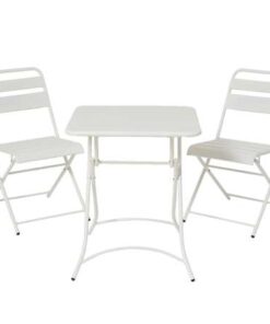 CONJUNTO SILKEBORG DE METAL MESA + 2 SILLAS