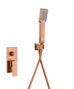 CONJUNTO DUCHA MONOMANDO EMPOTRADO PISA ORO ROSA CEPILLADO